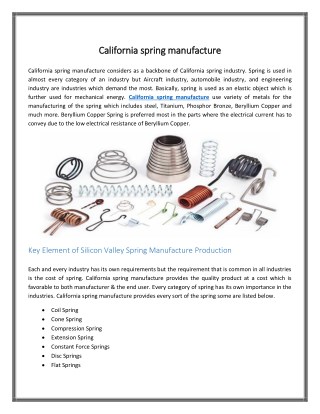 California spring manufacture