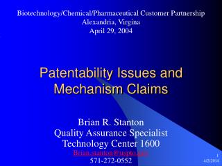 Patentability Issues and Mechanism Claims