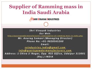 Supplier of Ramming mass in India Saudi Arabia
