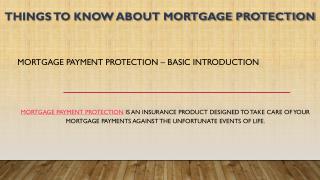 Things to Know About Mortgage Protection