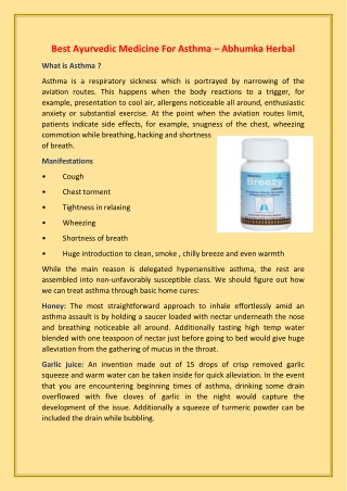 best ayurvedic medicine for asthma