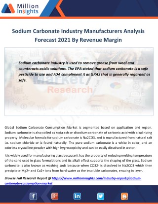 Sodium Carbonate Marketing Strategy Analysis, Distributors,Traders Forecast 2021