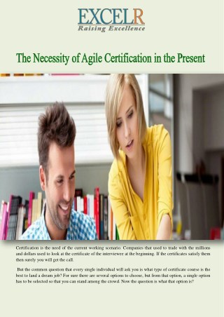 The Necessity of Agile Certification in the Present