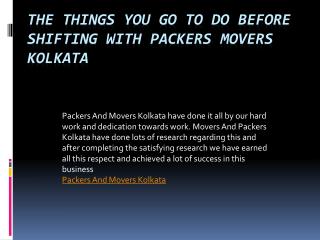 The Things You Go To Do Before Shifting With Packers Movers Kolkata