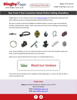 Buy From 5 Star Customer Rated Online Sailing Chandlery