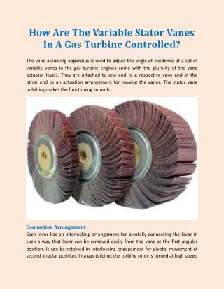 How Are The Variable Stator Vanes In A Gas Turbine Controlled?