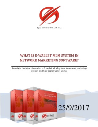 What is E-wallet MLM system in Network marketing software?