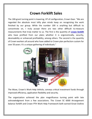 Crown Forklift Sales