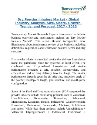 Dry Powder Inhalers Market - Global Industry Size Analysis 2025