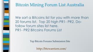 Bitcoin Mining Forum Australia