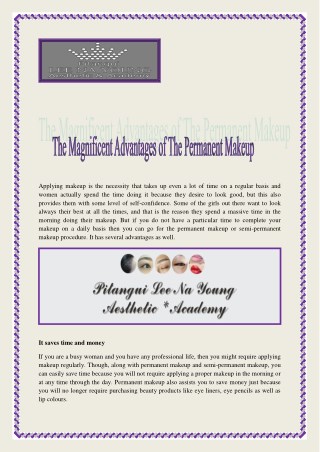 The Magnificiant Advantages of Permanent Makeup