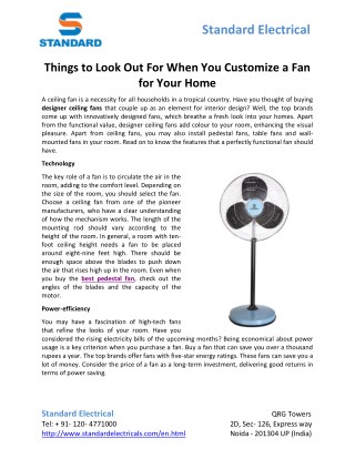Things to Look Out For When You Customize a Fan for Your Home