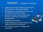 School Chapter Overview