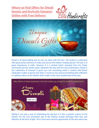 Where to Find Offers for Diwali Sweets and Dryfruits Hampers Online with Free Delivery