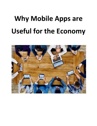 Why Mobile Apps are Useful for the Economy