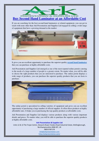 Buy Second Hand Laminator at an Affordable Cost
