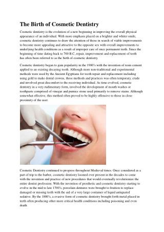 The Birth of Cosmetic Dentistry