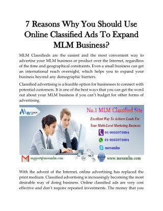 7 Reasons Why You Should Use Online Classified Ads To Expand MLM Business