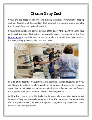 Ct scan X ray Cost