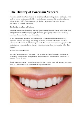 The History of Porcelain Veneers