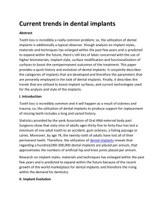 Current trends in dental implants