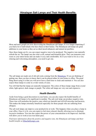 Himalayan Salt Lamps and Their Health Benefits