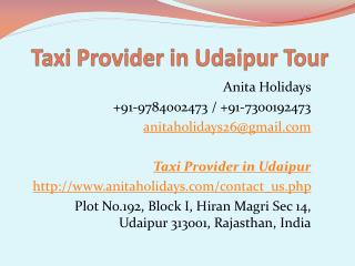 Taxi Provider in Udaipur Tour