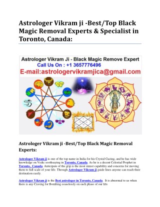 Astrologer Vikram Ji - Black Magic Remove.ca - Best, Famous and Top Indian Astrologer in Toronto, Canada