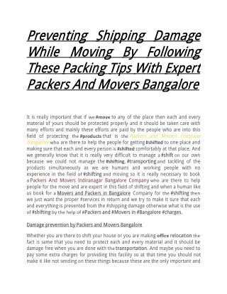 Preventing Shipping Damage While Moving By Following These Packing Tips With Expert Packers And Movers Bangalore