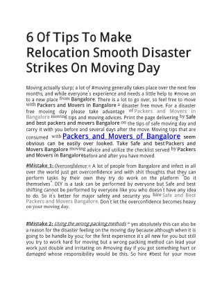 6 Of Tips To Make Relocation Smooth Disaster Strikes On Moving Day