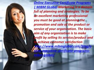 Online Executive Certificate Programs selling its service/product and to MIBM GLOBAL