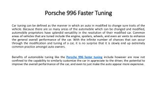 Porsche 996 faster tuning