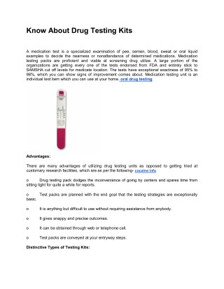 Know About Drug Testing Kits