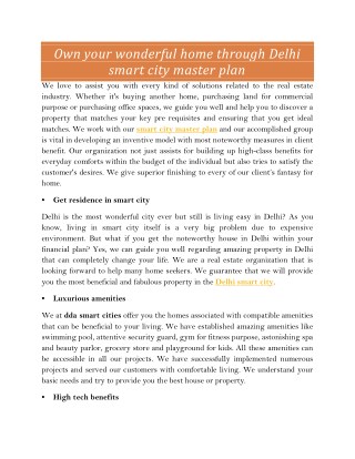 Delhi smart city master plan