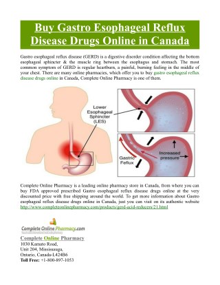 Buy Gastro Esophageal Reflux Disease Drugs Online in Canada