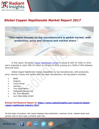 Global Copper Napthenate Market Size And Share Report 2017