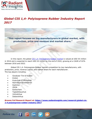 Global CIS 1,4- Polyisoprene Rubber Market Report 2017