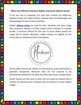 Difference between Rubber and Acrylic Address Stamp