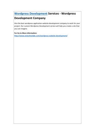 Wordpress Development Services - Wordpress Development Company