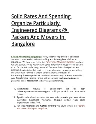 Solid Rates And Spending Organize Particularly Engineered Diagrams @ Packers And Movers In Bangalore