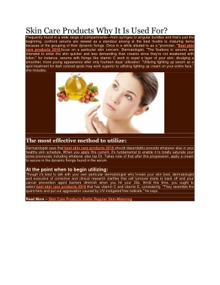 Skin Care Products Why It Is Used For?