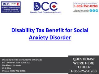 Disability Tax Benefit consultants help Social Anxiety Disorder patients