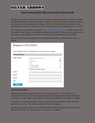 Pointers to Keep in Mind While on a Mercedes Test Drive in Delhi
