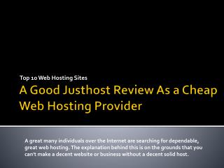 A Good Justhost Review As a Cheap Web Hosting Provider