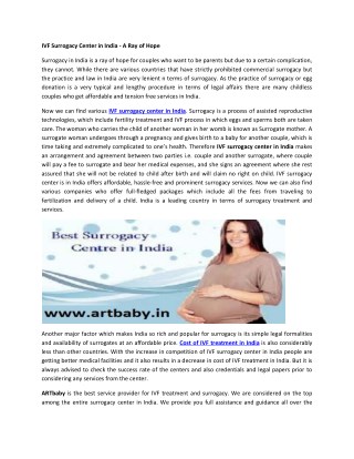 IVF Surrogacy Center in India - A Ray of Hope