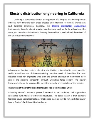 Electric distribution engineering in California