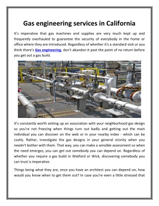 Gas engineering services in California