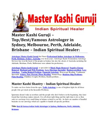 Astrologer Kashi - Best & Famous Indian Vedic Astrologer In Sydney, Melbourne, Perth, Adelaide, Brisbane