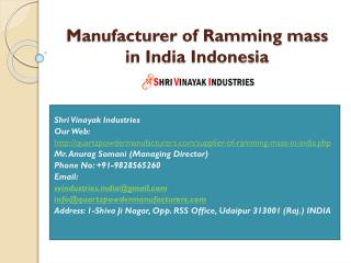 Manufacturer of Ramming mass in India Indonesia