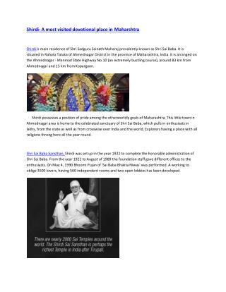 Shirdi and mahabaleshwar- Most visited destinations in India.